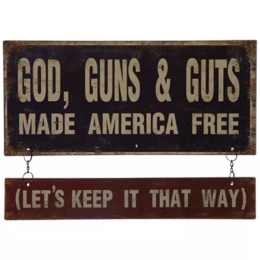 (2) God, Guns & Guts Metal Wall Decor